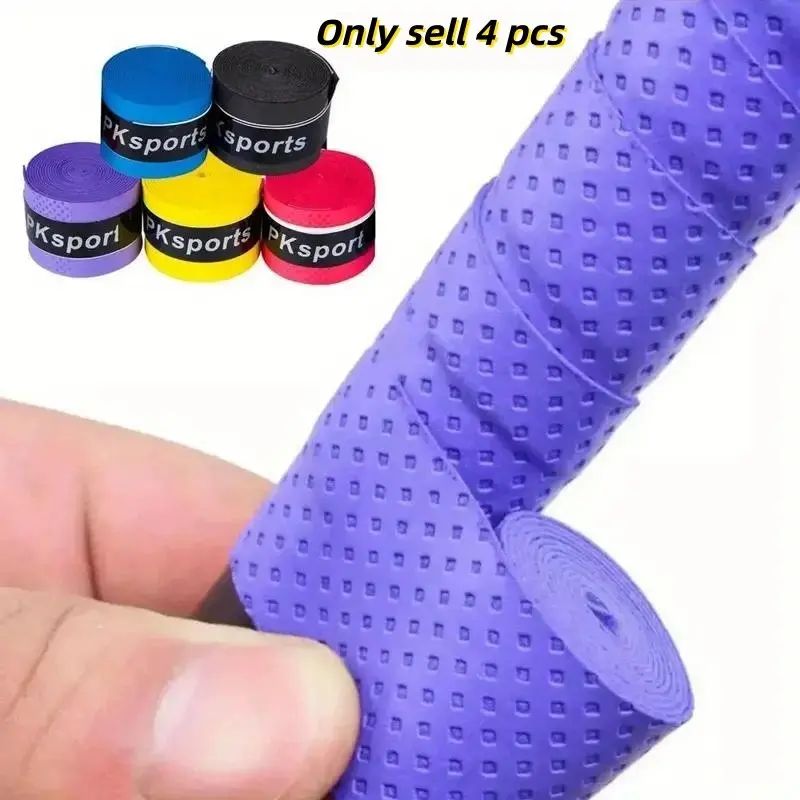 Anti-slip Tennis Racket Grip Tape, 4 Counts/set Sweat Absorption PU Tennis Racket Grip Tape, Universal Non-slip Replacement Grip Wrap for Tennis, Badminton, Fishing Rod, Sports rackets, Hand