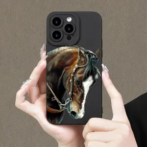 Horse Head Pattern Shockproof Phone Case, Anti-drop Phone Protective Cover, Phone Accessory Compatible with iPhone 15 14 13 12 11 Series