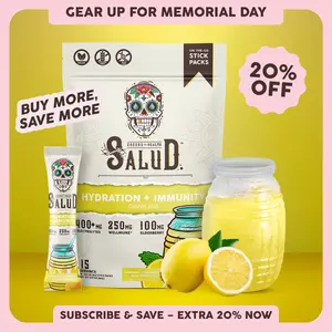 Salud 2-in-1 [Hydration + Immunity - Lemonade] Electrolytes Powder, Agua Fresca Drink Mix, Elderberry, Dairy & Soy Free, Non-GMO, Gluten Free, Vegan, Low Calorie, 1g Sugar (15 Servings)