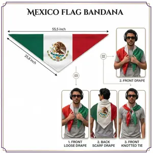 World Cup Mexico Canada Flag Bandana Scarf Large Triangle Shawl Patriotic Soccer Fan Gear World Cup Supporter Wear Lightweight Breathable Festival Headwrap for Men Women