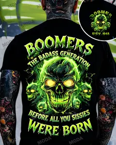 Chaosmoda Boomers The Badass Generation Before All You Sissie Were Born Custom Year Skull T-shirt Crewneck Breathable