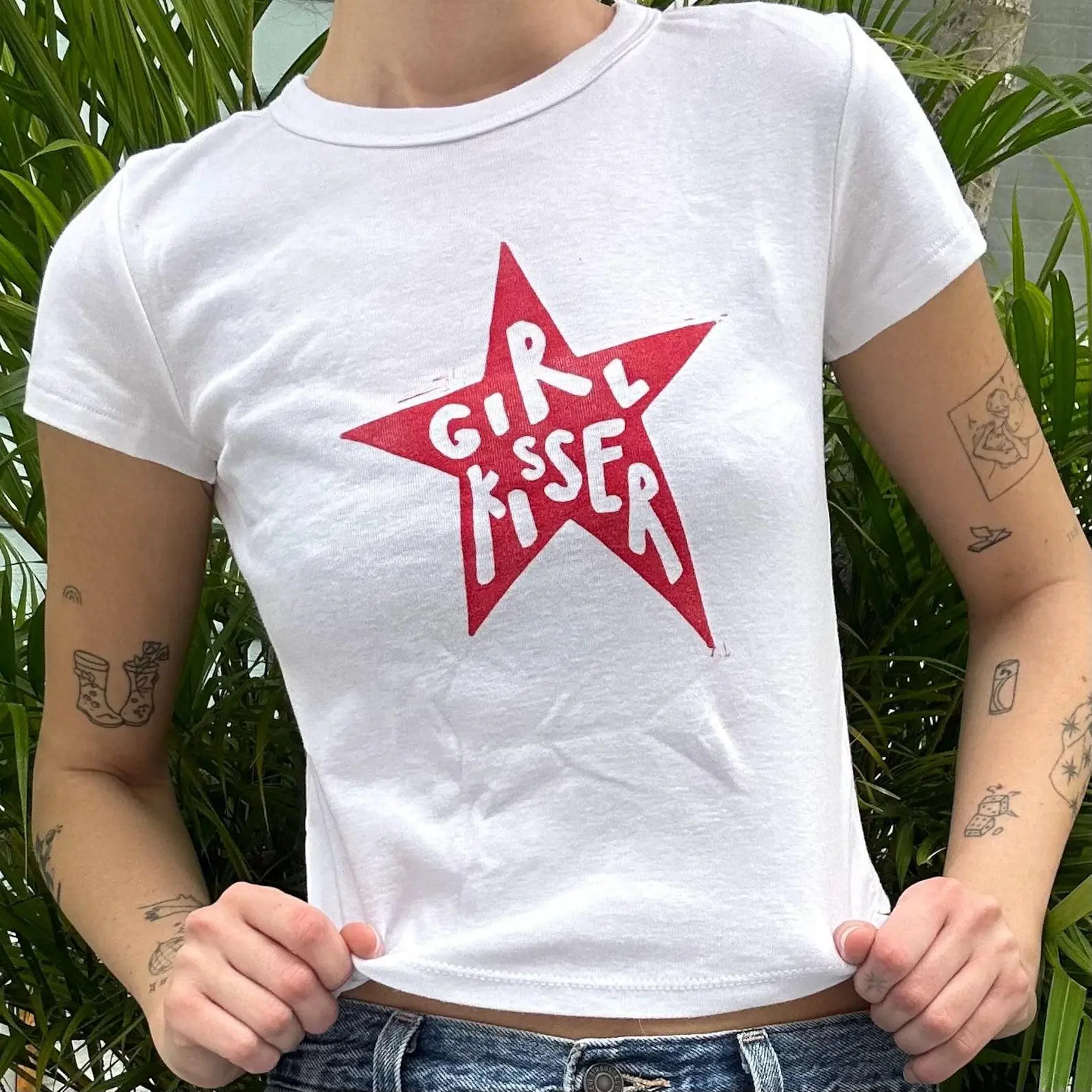 girl kisser baby tee