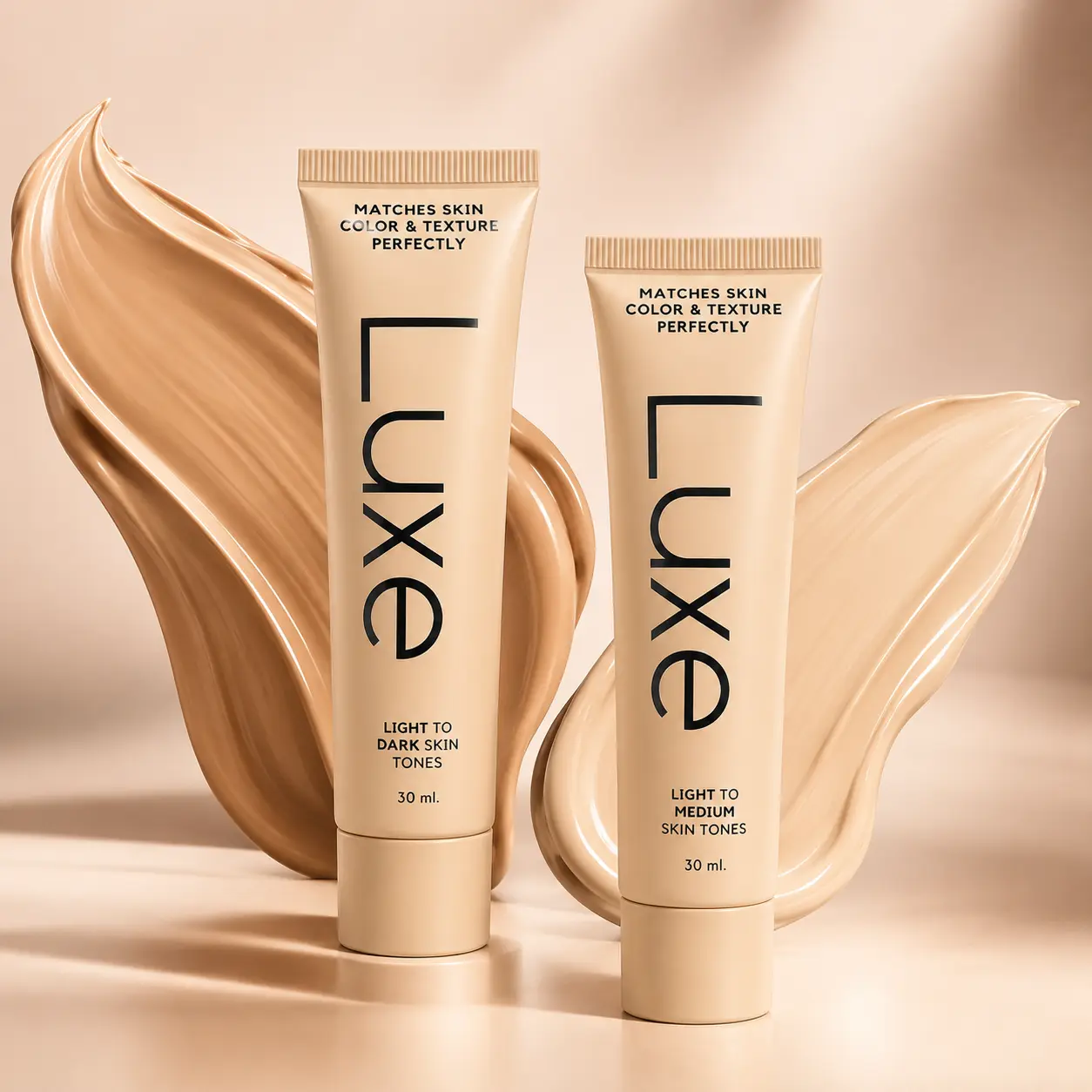 LUXE Color-Changing Foundation for Women, Adaptive Tone-Matching Liquid Makeup, Buildable Light-to-Medium or Medium-to-Deep Coverage, Lightweight Hydrating Formula, 12-Hour Wear, Natural Dewy Finish, 30ml