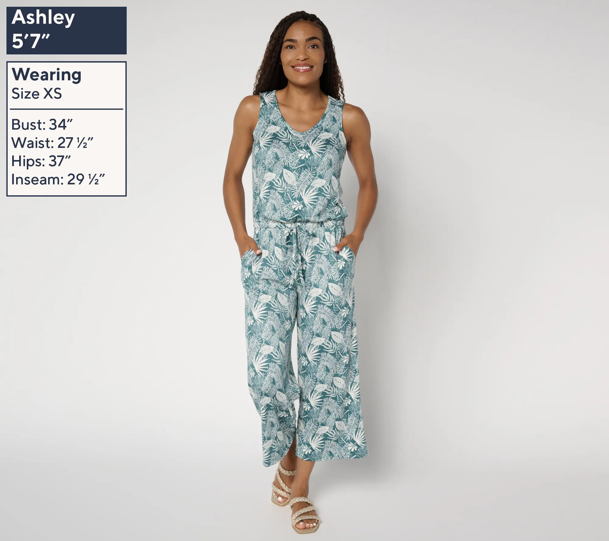 MUK LUKS Regular Cloud Knit Sleeveless Crop Jumpsuit