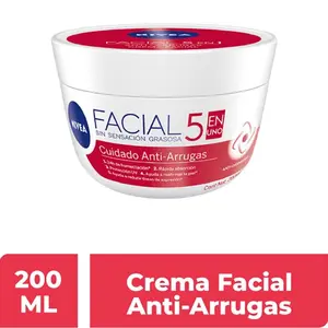 NIVEA Anti-Aging Moisturizing Facial Cream 5 in 1 (RED) Anti-Wrinkle Care 200 ml Hydrating & Firming Formula with Antioxidants for All Skin Types