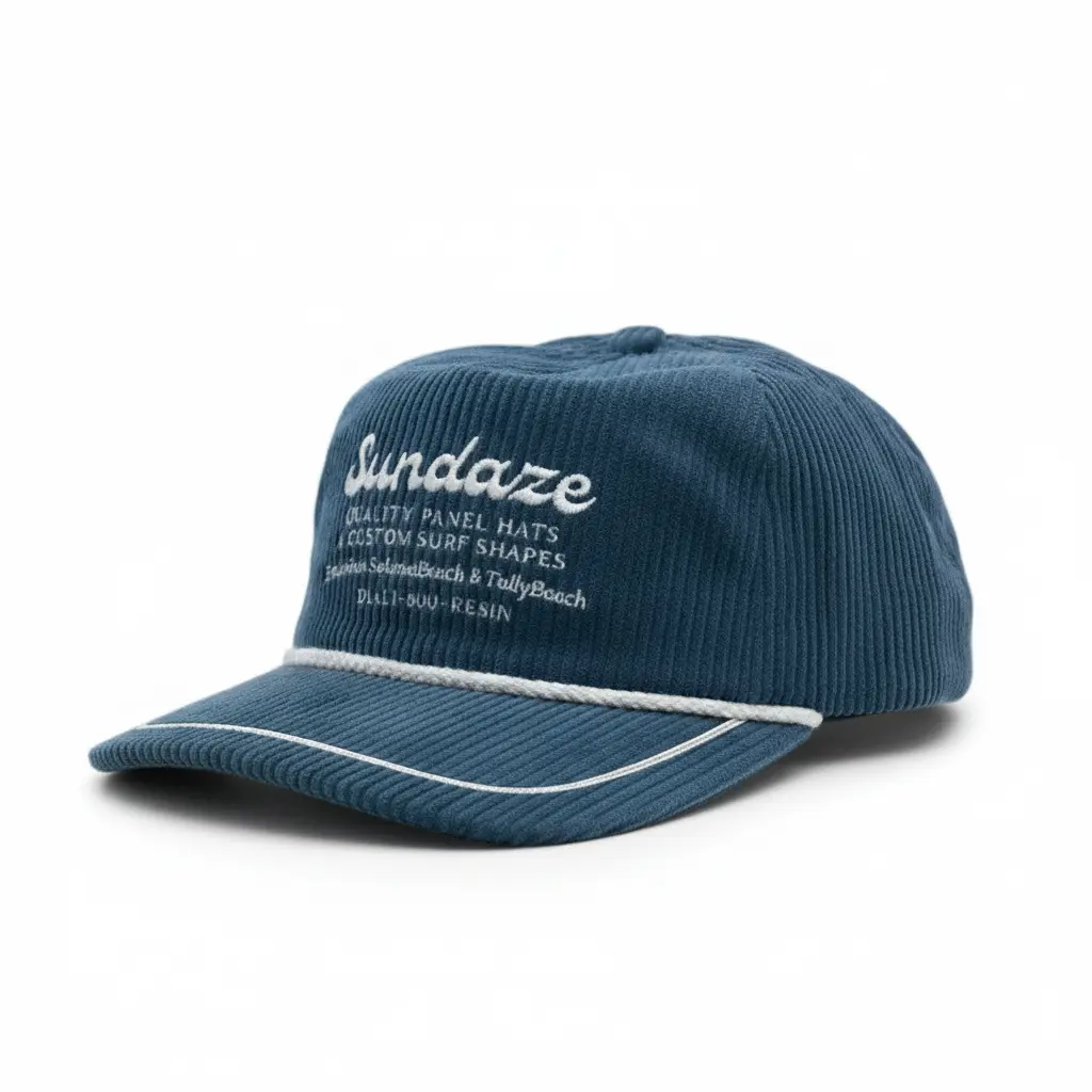 Dark Blue Sundaze Surf Shapes Corduroy Casual Outdoor Hat