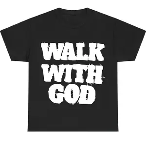 Christian Walk With God Tshirt, Casual Cotton, Trendy T-Shirts for Men & Women, Casual Streetwear, Menswear Top