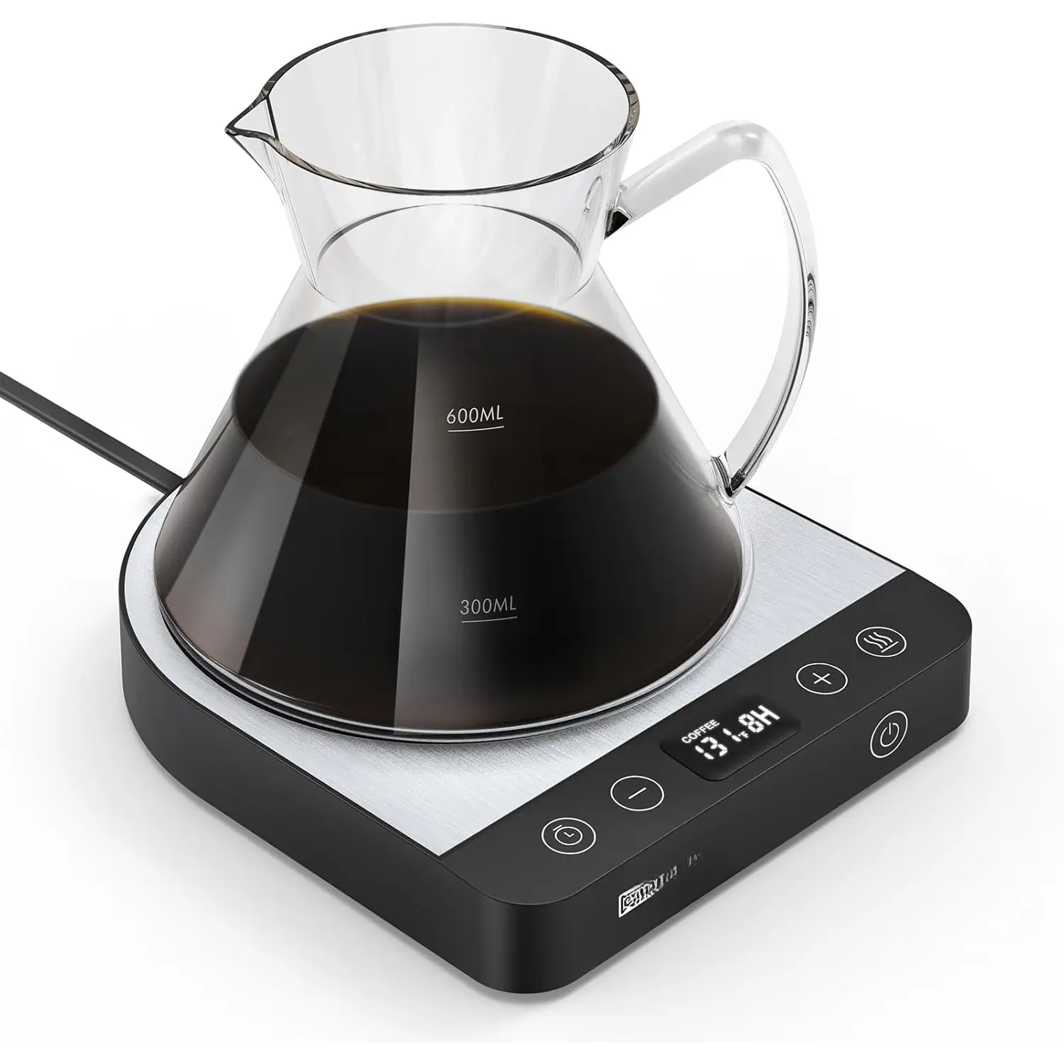 Coffee Mug Warmer for Desk,  Electric Mug Warmer with 5 Temperature Settings, 6-Level Timer, 4 Modes for Coffee, Candle, Milk and Tea, Portable Beverage Warmer for Home and Office