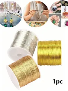 100-15M/Roll Gold Silver Color Metal Wire,High-Quality Stainless Steel Jewelry Wire,Non-Fading, Non-Rusting, High-Color Fastness, Durable, For Bracelet Necklace DIY Colorfast Beading Wire,Jewelry Cord,String Handcraft Making,Beading Accessories