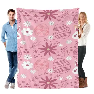 Easter Pink Easter Egg Blanket Soft Funny Throw Blanket Cozy Lightweight Plush Portable Cover Blanket For Sofa,Warm Gift For Birthday,Christmas,Multiple Blanket