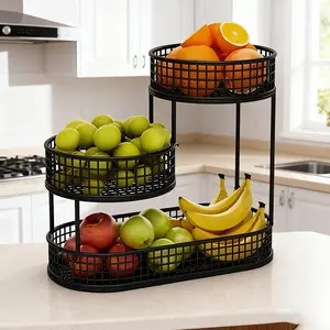 Multi-Layer Metal Fruit Basket, Elegant Design with 3 Baskets, Ideal for Living Room, Coffee Table, Kitchen Counter Display