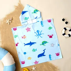 Cute Cartoon Baby Hooded Bath Towel, Soft Polyester Fiber Material, Ultra-Absorbent Design, Suitable for Newborns & Toddlers, Adorable Patterns, Shower Towels