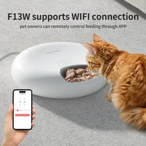 WIFI Smart Pet Feeder 6 Meals of Dry and Wet Grains Keep Food Fresh Dispenser APP Control Remote Plug and Battery Dual-use autofeeder
