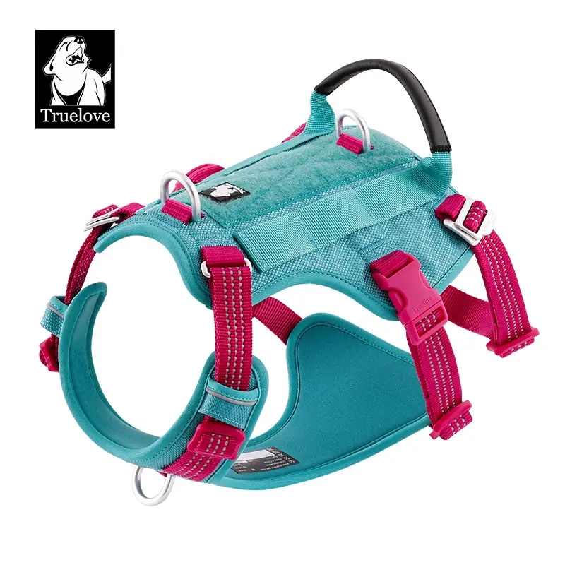 Truelove Escape-Proof Velvet Dog Harness Vest - Customized, Adjustable, Chew-Resistant, No-Pull, 3M Reflective Stitching, Padded Mesh, Animal Print, Sturdy Control Handle for Walking & Comfort, Ideal for Hiking, Lead-Compatible