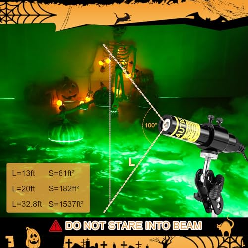 Halloween Laser Swamp Light Works with Low Lying Fog Machine (Not included), Laser Projector Laser Pointer High Power IP67 Waterproof 360-Degree Adjustable Halloween Decor Creepy Haunted House Decor Garden DIY Halloween Witch Decorations for Yard