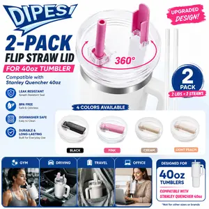 Summervibes DIPESI 2-Pack 40oz Lid Replacement for Stanley Quencher – 360° Rotating Flip Straw Silicone Lid, Splash-Resistant Design, BPA-Free Detachable Cover (ONLY 40oz Compatible)