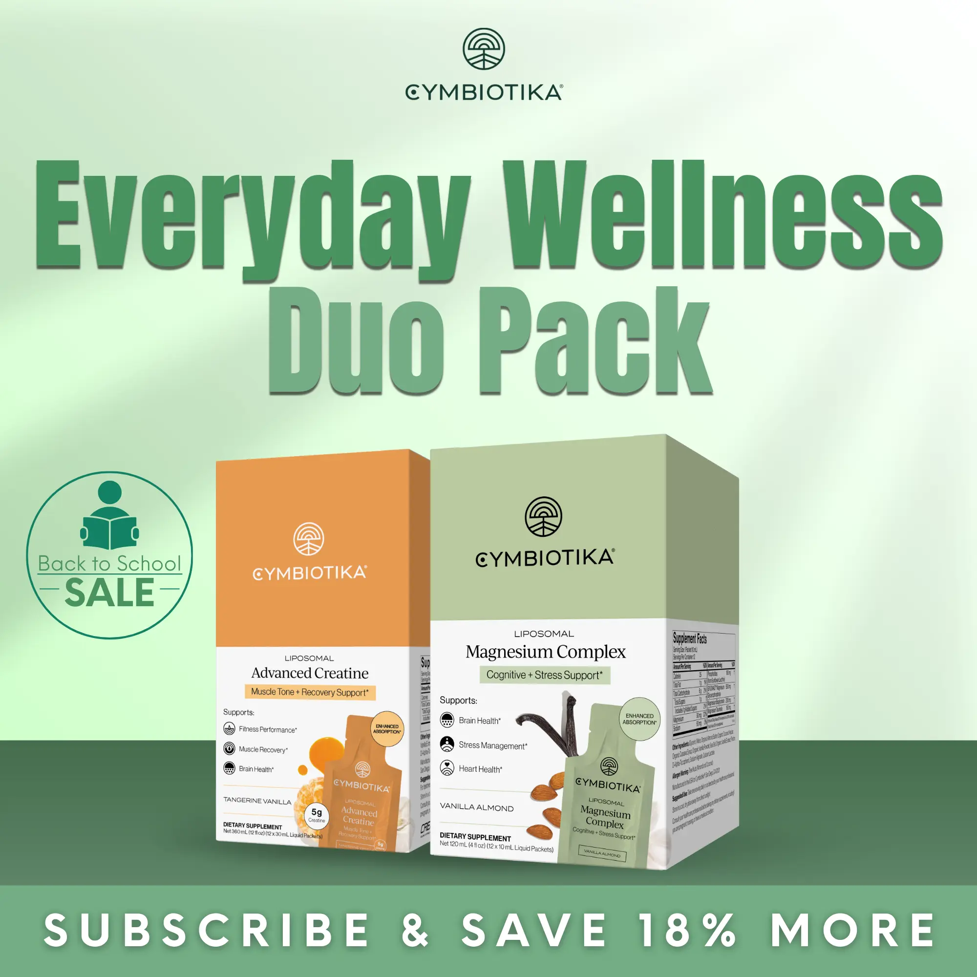 Everyday Wellness Duo Pack | 12*2 Packets| Liposomal Creatine + Magnesium Complex | Strength, Focus & Restful Sleep | CreaBev Creatine Monohydrate & 3-in-1 Magnesium Blend