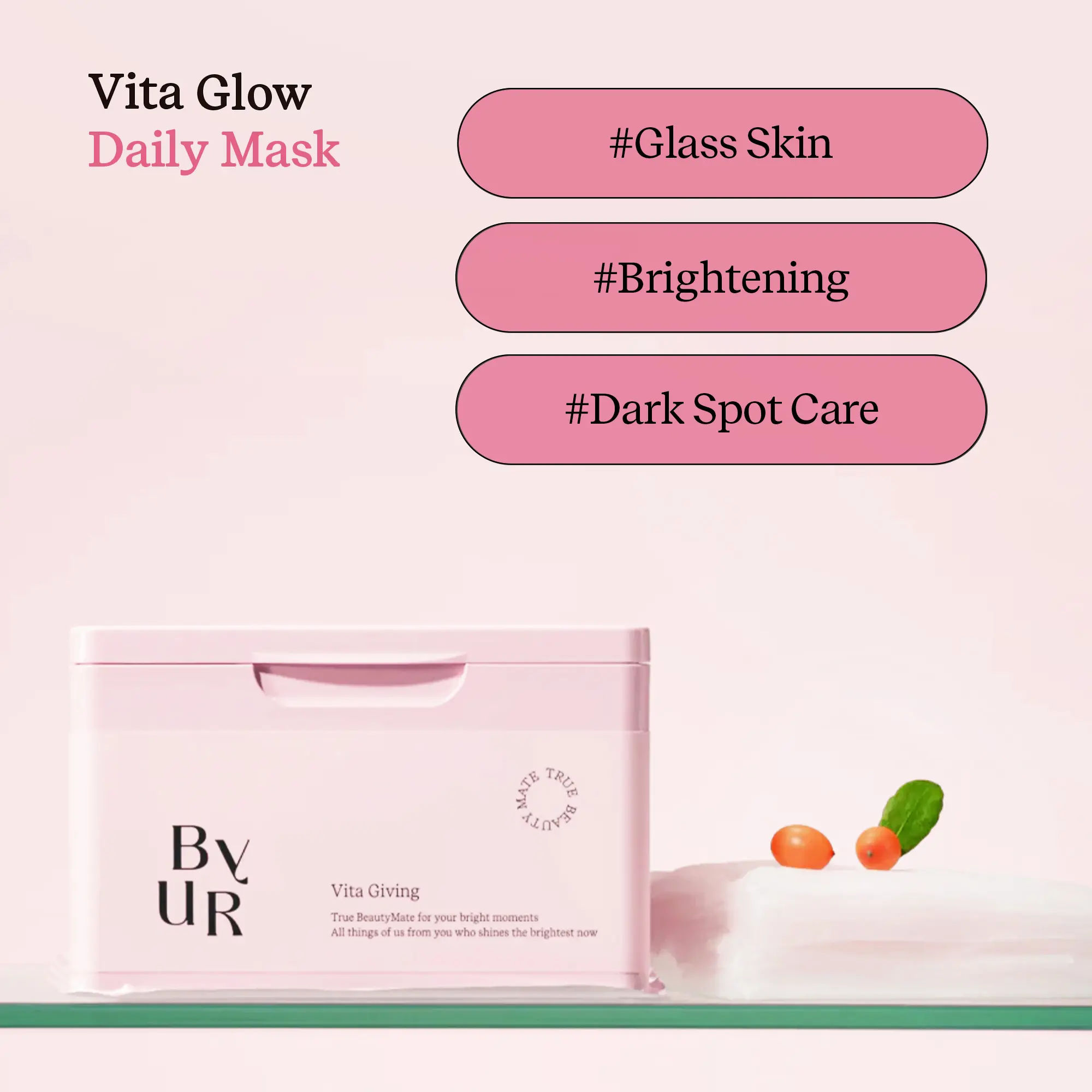 [ByUR] Vitamin C Glow Daily Sheet Mask (30 Count) – Peptides, Hydrating, Lightweight Makeup Prep, Cooling Effect, Dark Spot & Hyperpigmentation Treatment, Brightening & Firming, Pore Tightening, ByRevita Complex, Korean Skincare