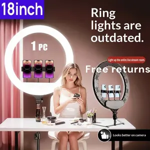 18-Inch Ring Light with 1.86m Adjustable Tripod, Video Light with 3 Mounts for Live Streaming Makeup and Vlog Cellphone Smartphone#SummerWins#Fathersdaygift