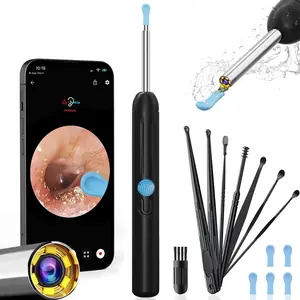 Spring Visual Ear Wax Removal Tool, 9pcs/set High-Definition Wireless Otoscope with HD Waterproof Ear Camera, Visual Earwax Cleaner Ear Cleaning Kit Safe & Easy Compatible with Phone & Tablet of iOS & Android System, Ear Cleaner, Ear Wax Removal Camera