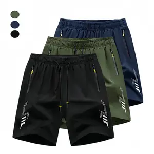 Men's Lightweight-Quick-Drying-Breathable Shorts Three-Piece Casual Sports Anti-Wrinkle Solid Color Fitness Training Wear