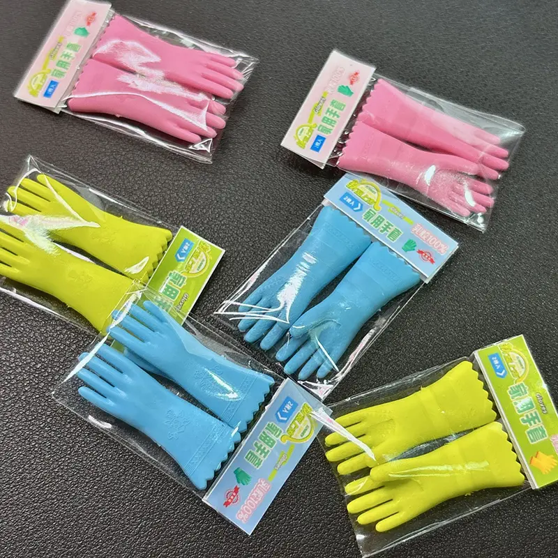 1Pair 1:12 Dollhouse Mini Long Rubber Gloves - High Realism, Realistic Detail Life Scene, Excellent Workmanship, House Decoration Miniature Decor Kitchen Accessories for Dollhouse Furniture