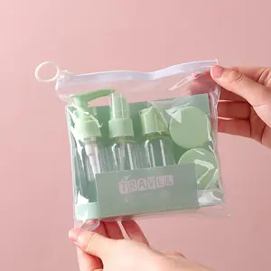 7pcs Travel Dispensing Bottle Set, Spray Bottles, Cosmetics Makeup Travel Sprayer, Press-Type Lotion Divider, Refillable, Compact, Portable for Travel & Camping