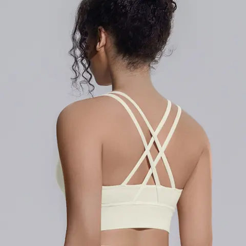 Women's High Support Sports Bra, Cross Back Yoga Bra, Supportive Gym Bra, Breathable Moisture-Wicking, Ideal for Gym Fitness Running, Strappy Yoga Bra, Workout Sports Bras