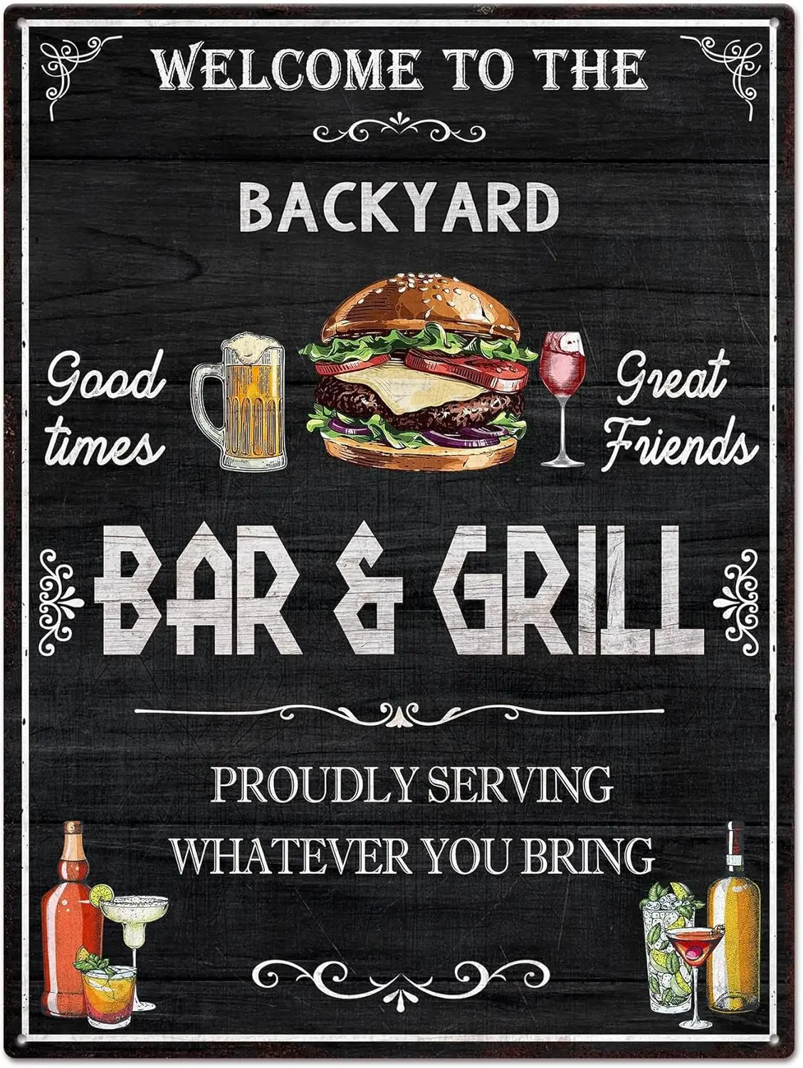 Personalized 8x12 in Metal BBQ Grilling Tin Sign - Decorative Wall Hanging, Backyard Bar & Grill Master Decor, Pool Bars Accessory, Tabletop Garden Gift, Outdoor Kitchen Accent, Outdoors, Balcony, Garden Sign, Custom Yard Signs