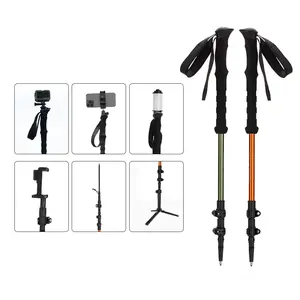 Selfie Trekking Pole – Ultralight 7075 Aluminum Hiking Poles with Built-in 1/4” Mount, Selfie Clamp, Tripod & Camera Kit – Ad