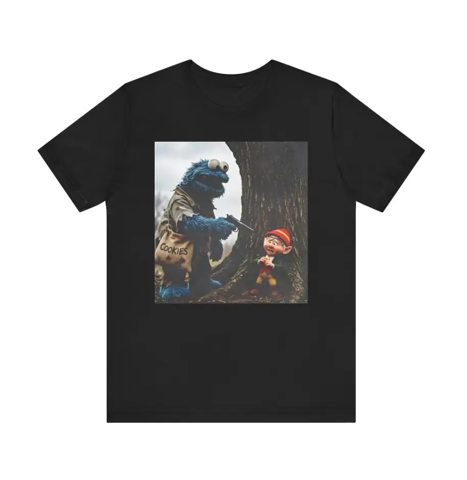 Blue Monster and Forest Elf Edgy T-shirt Heavyweight Cotton Graphic Funny Tee