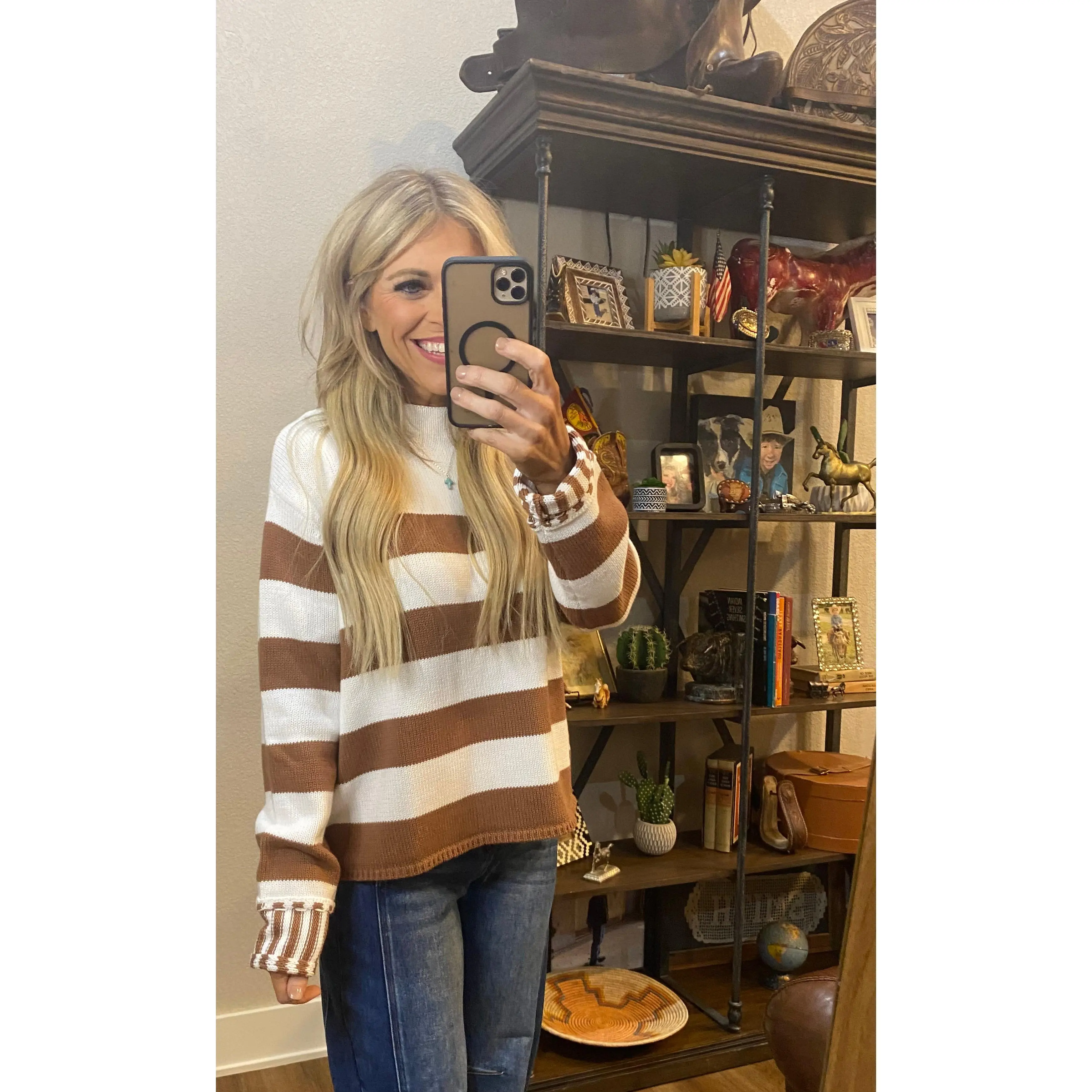 Sage striped sweater