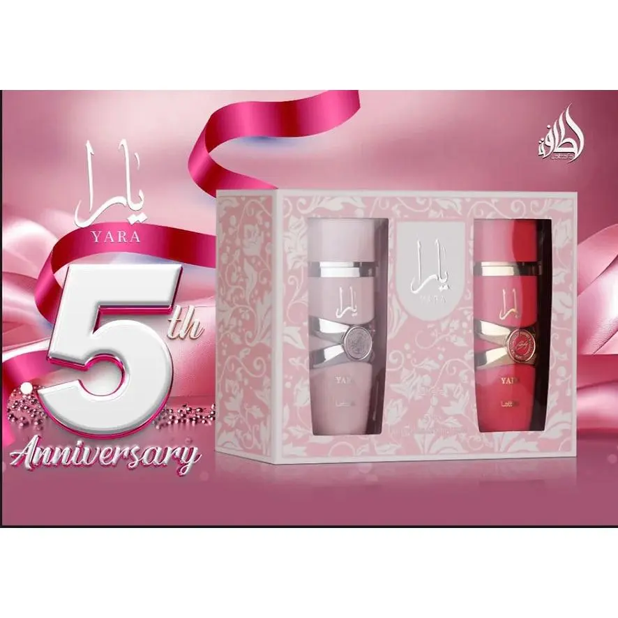 Lattafa 5th Anniversary Limited Edition Fragrance Set, Yara & Yara Candy EDP Duo for Women, Creamy Tropical Fruit, Floral Amber & Musky Scent, Creamy Fragrance, Floral Ambery Fragrance