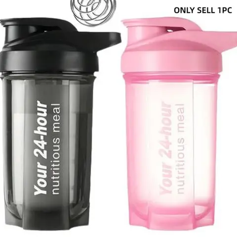 New Food Grade Material Convenient Drink Shaker Protein Powder Milkshake Mixer Fitness Water Bottle Suitable for Sports Gym Hiking Includes Stainless Steel Stirring Ball Shaker Bottles for Protein Mixes
