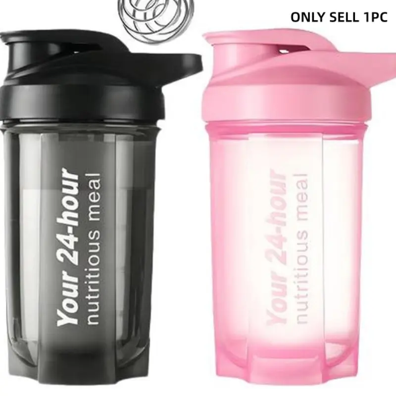 New Food Grade Material Convenient Drink Shaker Protein Powder Milkshake Mixer Fitness Water Bottle Suitable for Sports Gym Hiking Includes Stainless Steel Stirring Ball Shaker Bottles for Protein Mixes