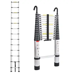 Aluminum Telescoping Ladder 14.4ft / 16.4ft /20.3ft Extension Ladder with 2 Hooks, Portable Folding Ladder, 330lbs Load Capacity, Adjustable Height for Indoor Outdoor RV Home Office