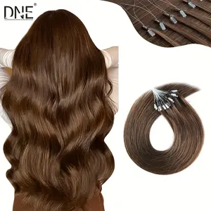 50 Strands DNE HAIR Human Hair Extensions - 10-22 Inch Light Brown Micro Loop Invisible Seamless Hair Extensions, Silky Straight Micro Bead Hair for Women, Natural Look & Easy Application, Hair Extensions for Women, Sleek Hairpiece, Secure Fit Hairpiece,
