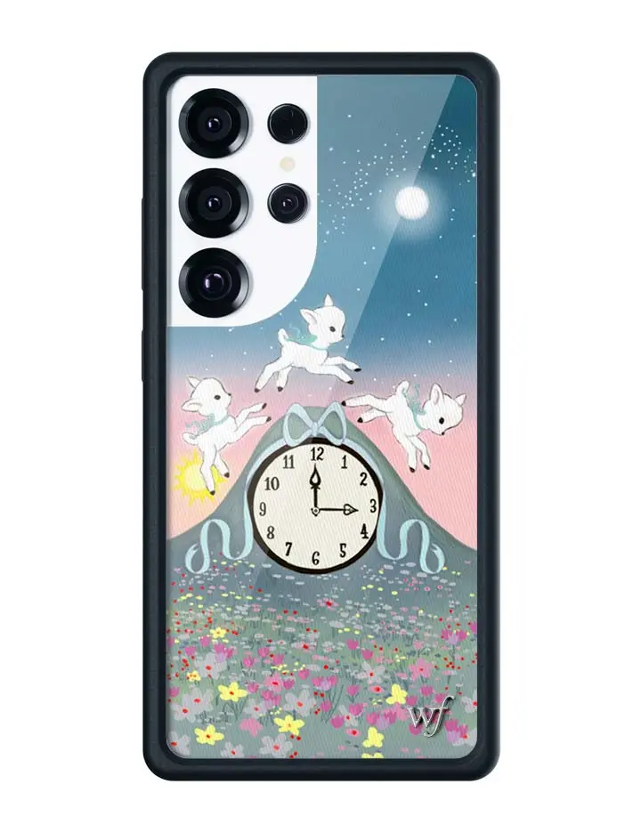 Laufey | Limited Edition Trendy Collab iPhone Case | Raised Protective Black Bumper | Women Owned Small Business | Counting Lambs Blue Ribbons Clock Starry Night Galaxy | Safety Casing Protective | Gift for Her