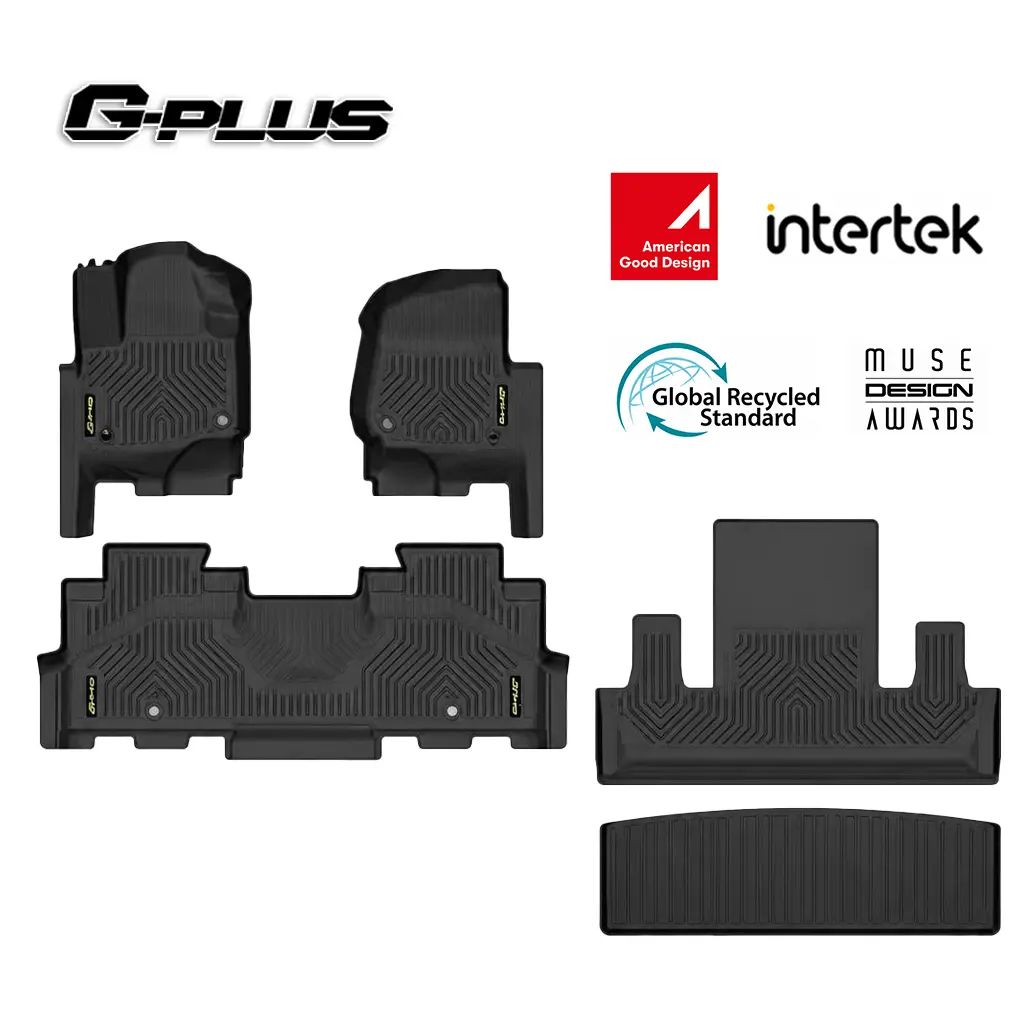 G-PLUS Floor Mats & Cargo Liner Fit Ford Expedition 2018-2025,5PCS | w/ 2nd Row Bucket Seat,All Weather Protection,Non-Slip,Custom Fit Floor Cargo Liners Accessories,TPE Full Coverage