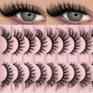 10 pairs of Thick and fluffy false eyelashes - Soft, voluminous lashes for a long-lasting natural look with dramatic curling effect. Dense, full, and sweet 3D design, reusable and easy to apply, Eyelash Extension, False Eyelashes Extensions