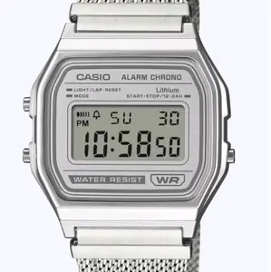 A158WEM-7 New Casio Vintage Silver Mesh bracelet Latest unisex watch