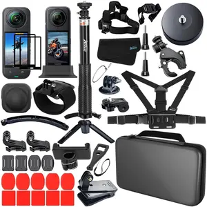 Accessories Kit for Insta360 X5 / X4 Camera Mount Bundle with  Mount Carrying Case, Selfie Stick, Tripod, Chest Strap, Clamp,Screen Protector Non-Slip Mounts for Insta 360 X5 / X4 60I
