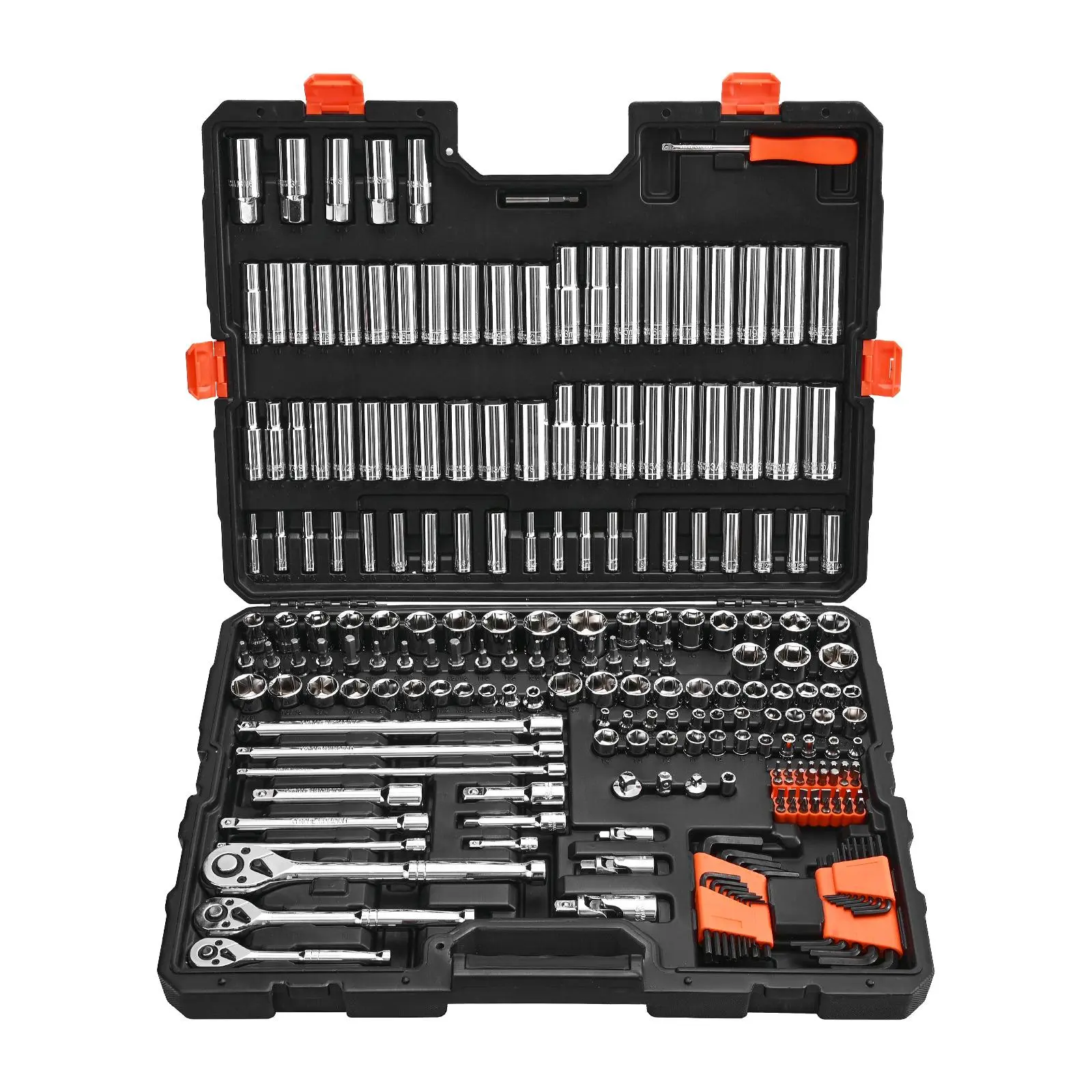 【DealsForYouDays】VEVOR 225-Piece Mechanic Tool Kit - 3/8-1/4-1/2 in Drive Ratchet Set, SAE & Metric, Deep & Shallow CR-V Alloy Steel Components, Bits & Accessories with Storage Case, 6-Point Design for Mechanics, Mechanic Tools