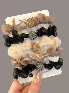 Elegant Rhinestone Hair Scrunchies for Women - Sparkly High Stretch Hair Ties for Thick Hair, Luxury Party & Christmas Hair Accessories, Daily Fashion Headwear Gift for Girls, Elastic Hair Accessory