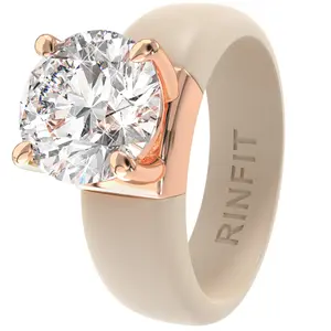Rinfit Silicone Ring for Women - 7mm Round Solitaire CZ | Patented Design