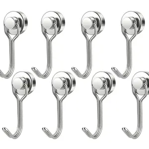 8 packs of heavy-duty magnetic hooks, 180 ° rotating strong neodymium magnetic hooks, detachable non drilling magnetic hooks, heavy-duty magnetic hooks, used for hanging towels, keys, and tools, suitable for households