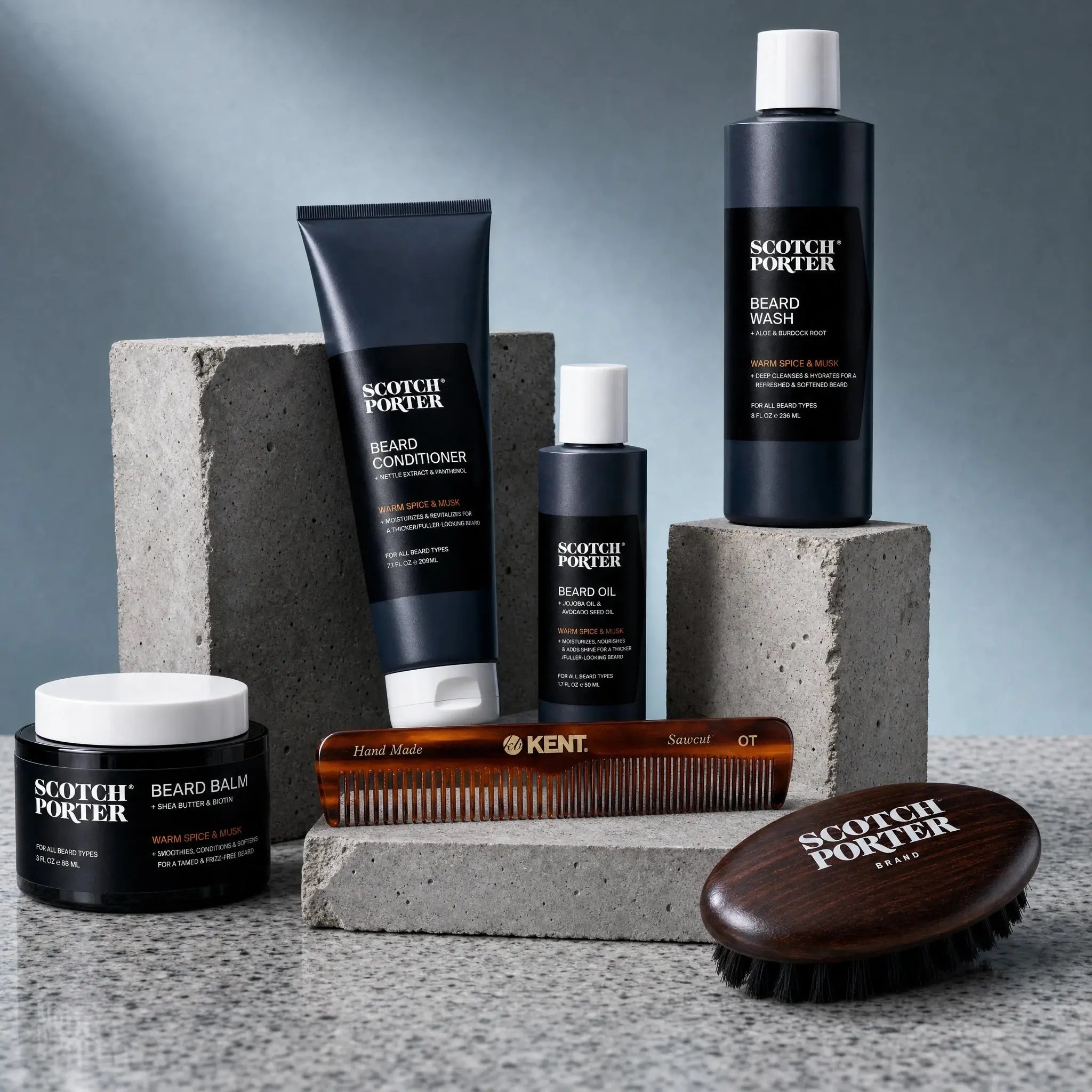 Scotch Porter Ultimate Beard Collection for Men | Complete Beard Care Kit with Wash, Balm, Oil & More