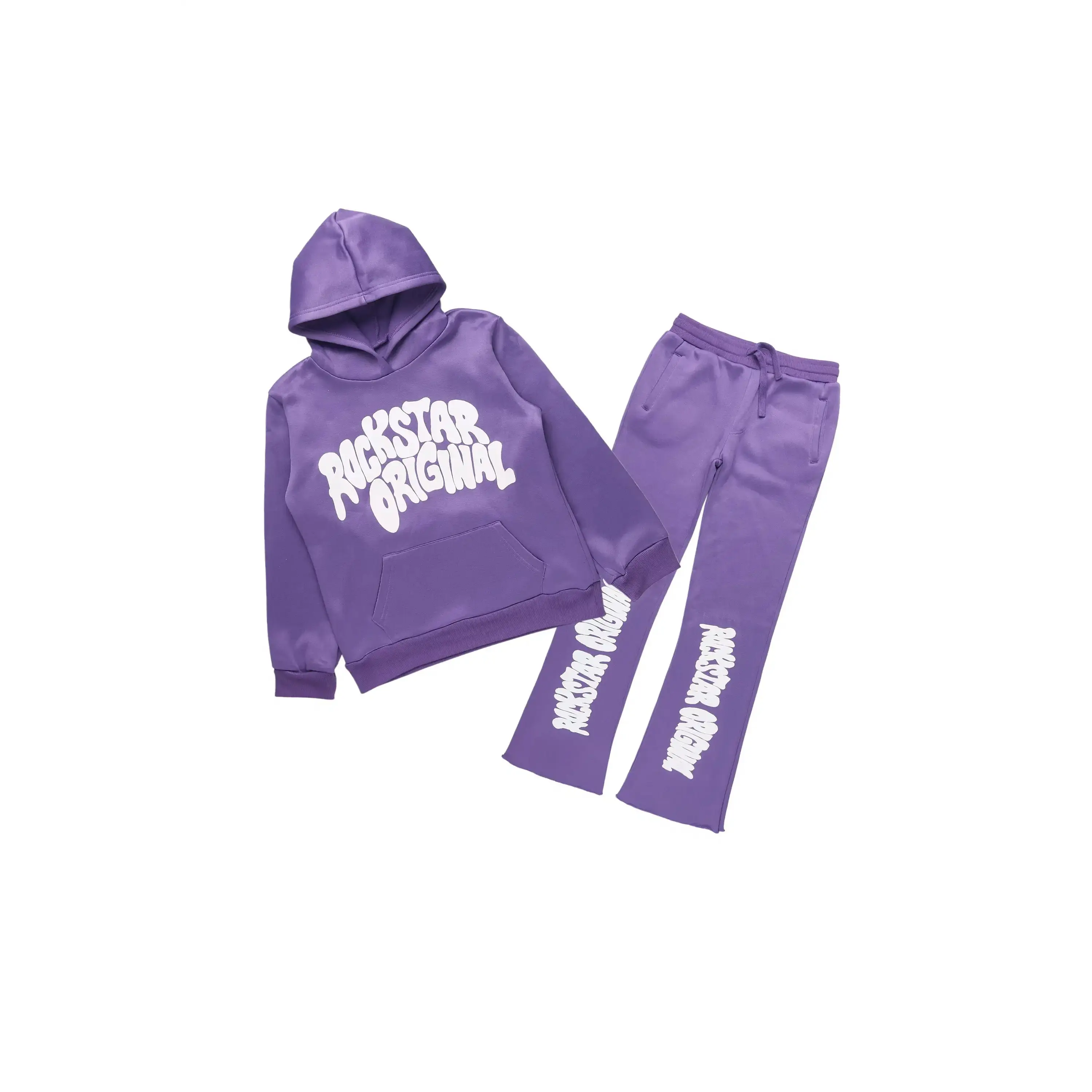 Girls Monique 2.0 Purple/White Hoodie/Stacked Flare Track Set