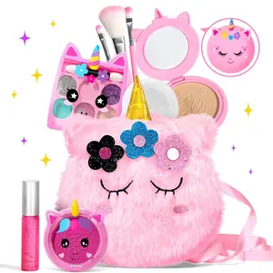 Kids Real Makeup Kit for Little Girls - Real, Non Toxic, Washable Make Up Toy Unicorn Toys Gift for 3 4 5 6 7 8 9 10 12 Years Old Girls Birthday