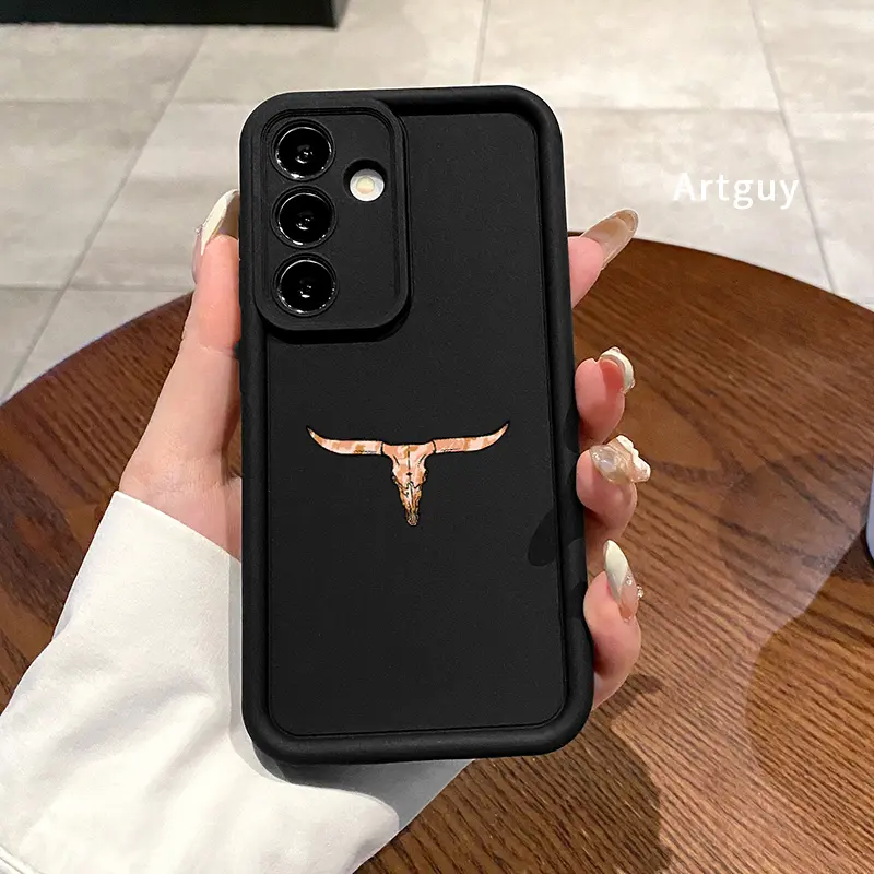 Silicone Smartphone Casing for Samsung S22, S23, S24 Ultra Plus & S25 Devices - Bull Skull Design, Pocket-Friendly, Shockproof, Advanced Fashion Gift, Handheld Cellphone Protective Softcase, Accessories